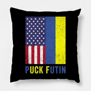 Puck Futin Retro American Ukrainian Flag Pillow