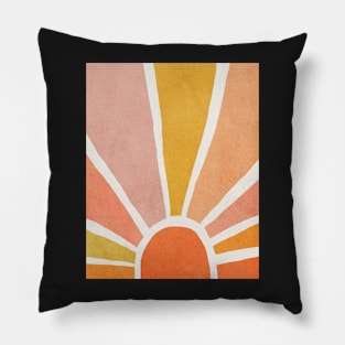 Sun, Abstract, Mid century modern kids wall art, Nursery room Pillow