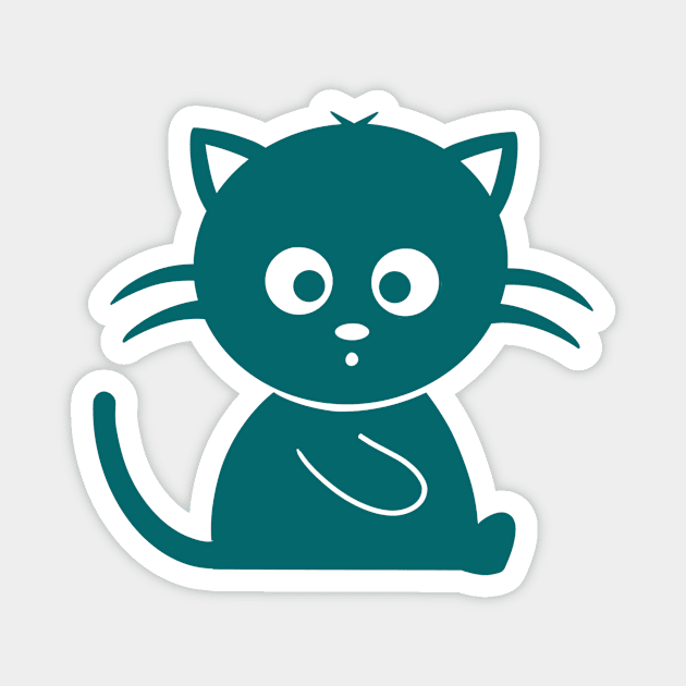 Funny Cat Sitting Silhouette Magnet by Athikan