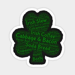 St. Patrick's Day Irish Foods Word Cloud Shamrock Magnet