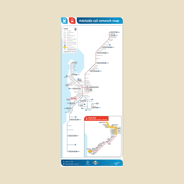 Adelaide - Australia - Rail Map - HD by Superfunky