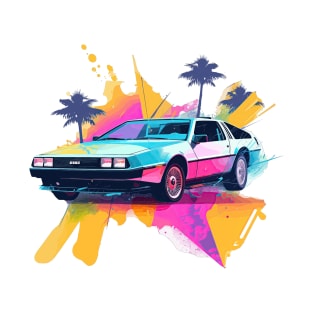 Modern DeLorean inspired car vibes side reflection T-Shirt