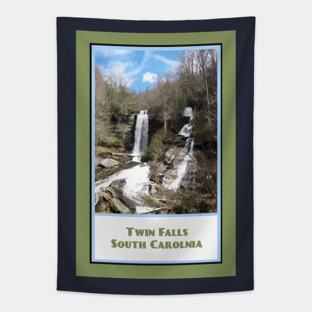 Vintage Travel Twin Falls Tapestry by candhdesigns