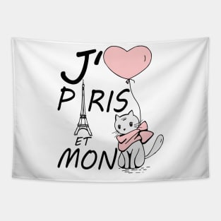 J'aime Paris et mon Chat Tapestry