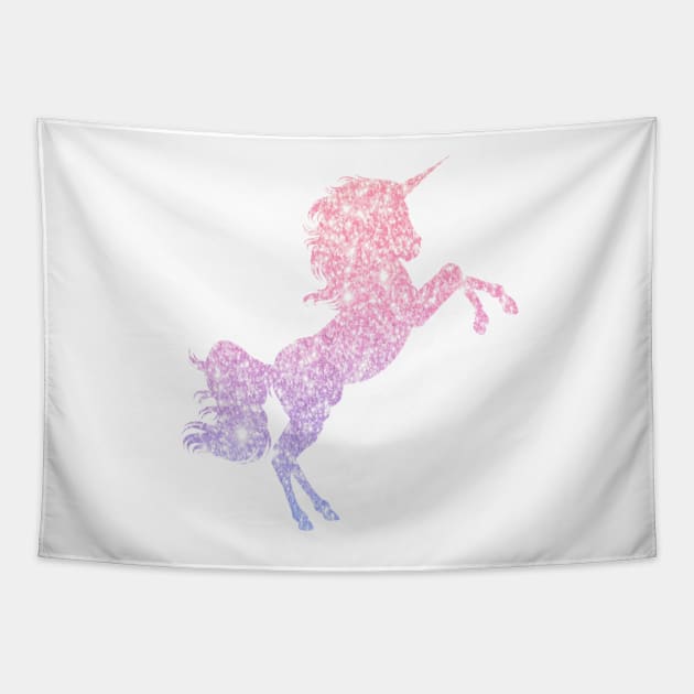 Pastel Pink Purple Ombre Faux Glitter Unicorn Tapestry by Felicity-K