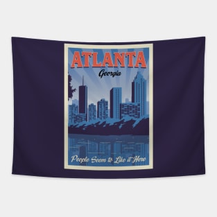 Atlanta Georgia Skyline Cityscape Vintage Travel Poster Tapestry