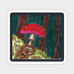 Mushroom in the forest Magnet