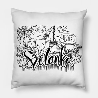 Hand Drawn Symbols Of Sri Lanka Pillow