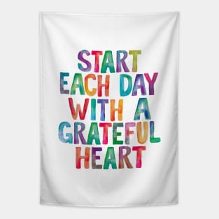 Start Each Day With a Grateful Heart in Rainbow Watercolors Tapestry