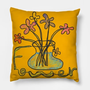 flowers, one line drawing Pillow