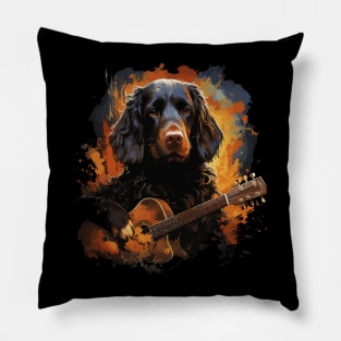 Field Spaniel Playing Guitar Pillow