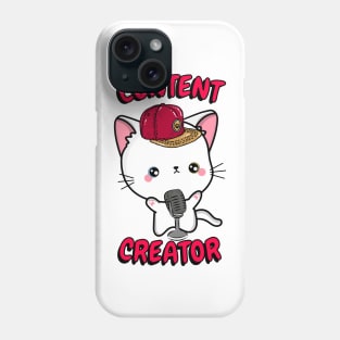 Cute White cat is a content creator Phone Case