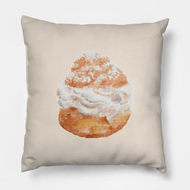 Cream Puff Watercolour Illustration Pillow by toffany's