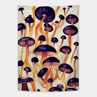 Mushrooms Watercolour Painting Print Tapestry