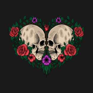 Sculls,Roses - Creepy Valentines T-Shirt