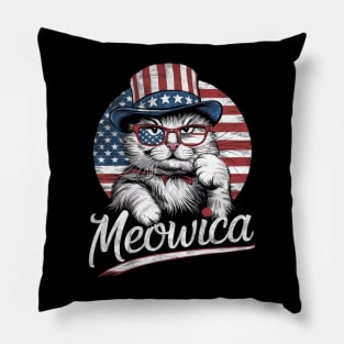 Patriotic Shirazi cat 4th of July Kids American Flag Girls Meowica Pillow