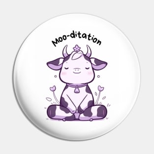 Kawaii Cute Yoga Meditating Cow Pin