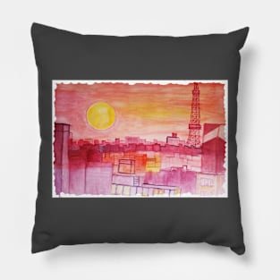 Pink Cityscape Pillow