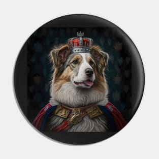 Dog King of England Style Monarchy Portrait Pin