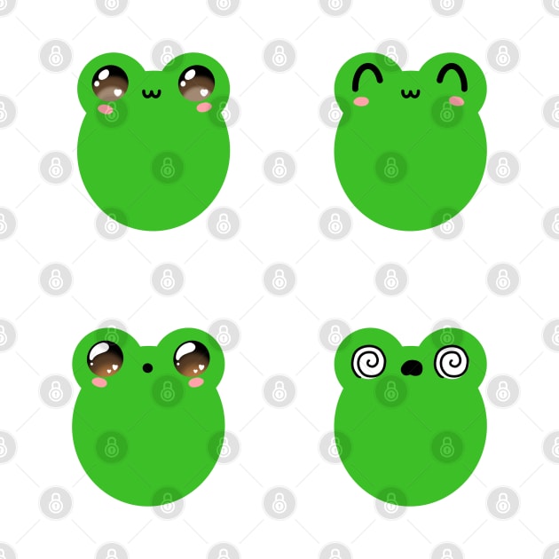 Cute frog face expressions v2 by Catphonesoup