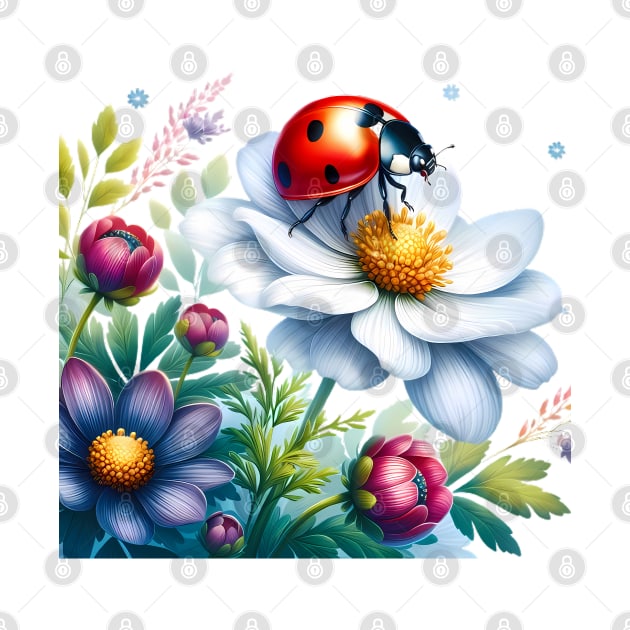 A ladybug decorated with beautiful colorful flowers. by CreativeSparkzz