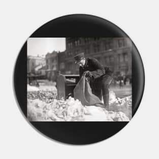 Mailman in the Snow, 1922. Vintage Photo Pin