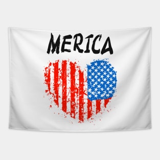 Merica Grunge Vintage Heart Patriotism Tapestry