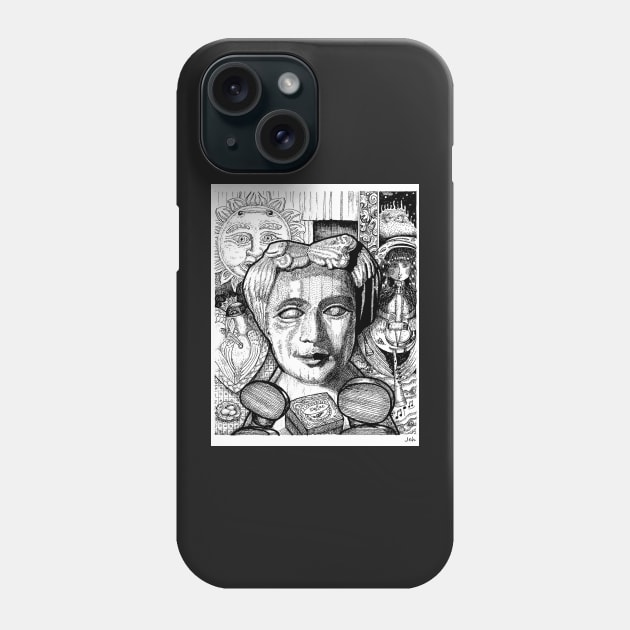 Hurdy gurdy carved head with rosin by Jane Hinks Phone Case by inkle