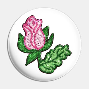 Sequin Rosebud Illustration Pin