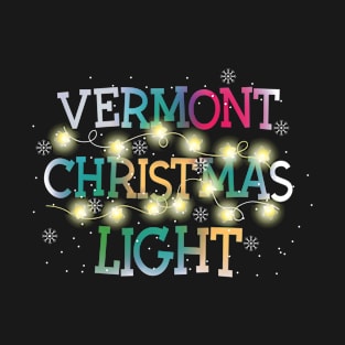 Funny Vermont State Christmas Light Pyjama Cute Tee T-Shirt