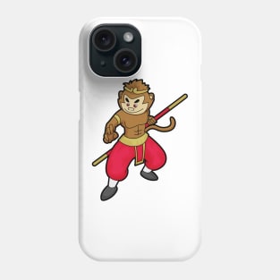 Monkey as Warrior with Staff & Headband Phone Case