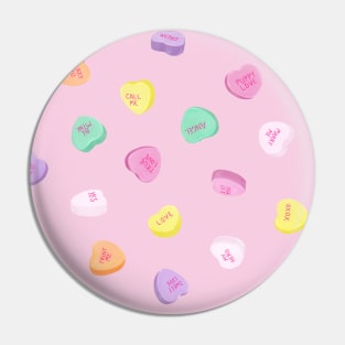 Valentines Day - Conversation Heart Candies - Pink BG Pin