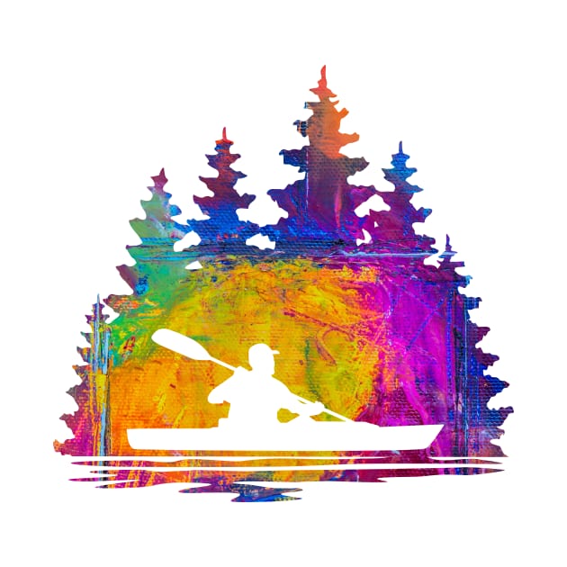 Abstract Silhouette Rainbow Pattern of a Kayaker by SAMMO