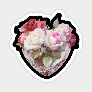 Roses in Heart Shaped Vase Magnet