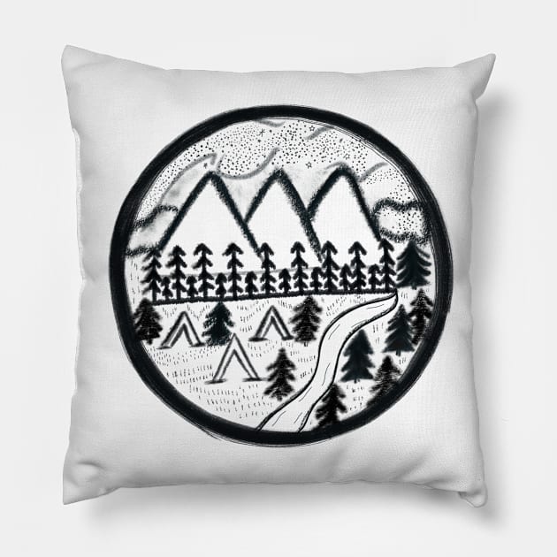 Mountains Pillow by GULSENGUNEL