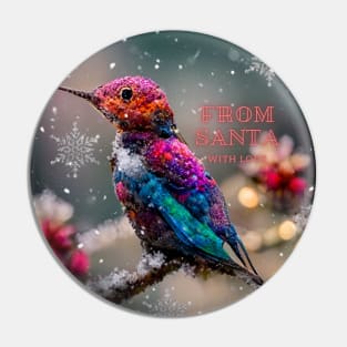 Christmas Hummingbird in winter scenery Pin