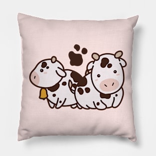 Cute Kawaii Cows Drawing Pillow