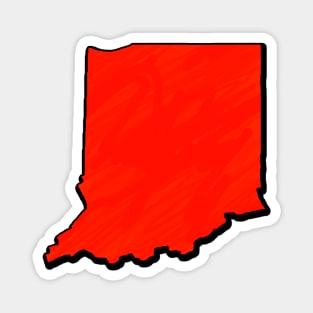 Bright Red Indiana Outline Magnet