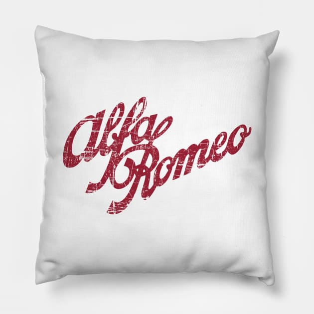 Alfa Romeo Script (visit:  fmDisegno.redbubble.com for full range) Pillow by fmDisegno