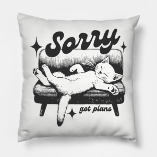 Funny I got Plans Vintage Cat Meme Cat Owner Quote Pillow