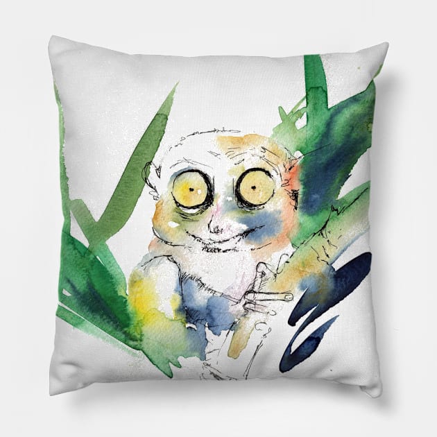 Tarsier Pillow by Maria Mi Art