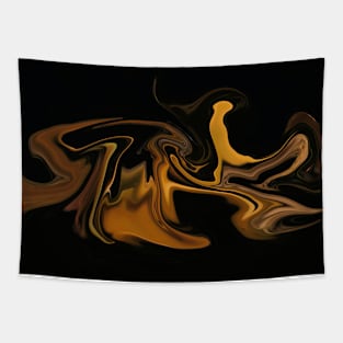 Deep Gold  - Digital Liquid Paint Swirls Tapestry