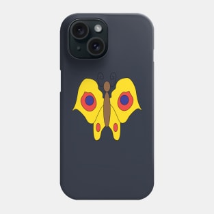 Yellow butterfly with red blue spots doodle drawing Phone Case