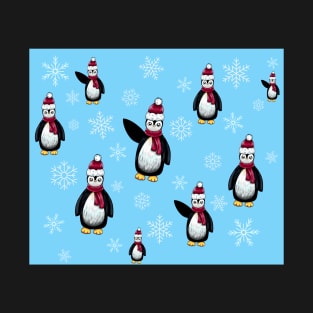 Cute Penguin Snowflake Pattern T-Shirt