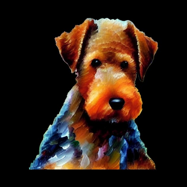 Airedale Terrier - Black Background by ArtistsQuest