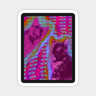 Halftone Cat V18 (Meow Background) Magnet