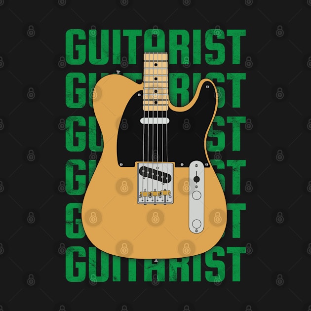 Guitarist Repeated Text T-Style Electric Guitar Body by nightsworthy