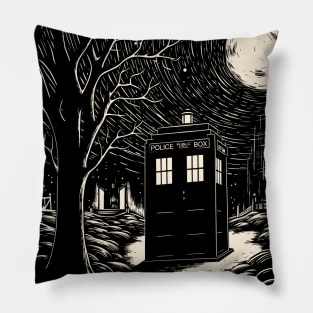 The Night Tardis - Linoart Pillow