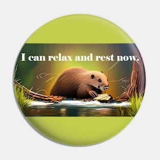 Mantra for sleep and self care with beaver colorful design Pin