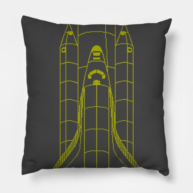 Pixel Art: Space Shuttle (Gold) Pillow by probadger